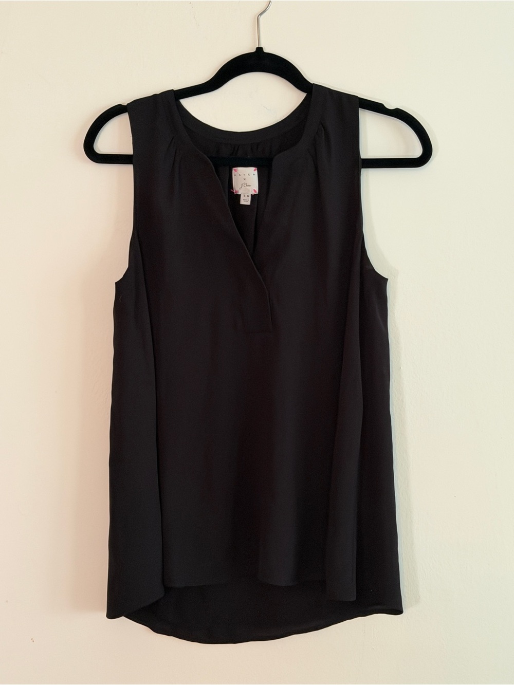 Hatch x J. Crew Sleeveless Black Split-Neck Women’s Top